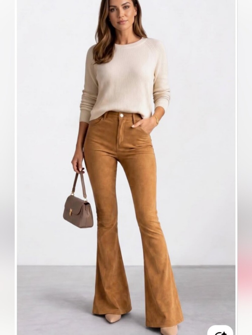 🫦ASH MYSTERY -NWT Suede FLARE pant - Picture 5 of 5